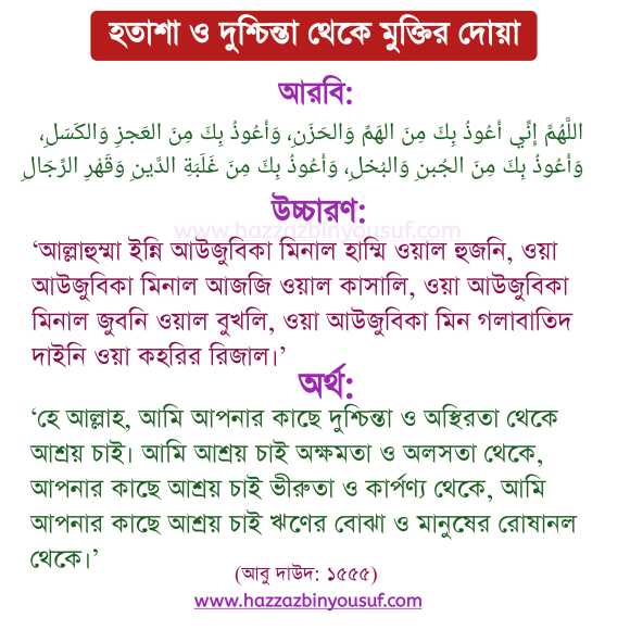দুশ্চিন্তা থেকে মুক্তির দোয়া,হতাশা ও দুশ্চিন্তা থেকে মুক্তির উপায়,দুঃখ-দুশ্চিন্তা থেকে মুক্তির দোয়া,মন অস্থির লাগলে কি দোয়া পড়তে হয়?,দুশ্চিন্তা থেকে মুক্তির দোয়া আরবি,দুশ্চিন্তা দূর করার জন্য আল্লাহর কাছে প্রার্থনা?,মনকে দুশ্চিন্তা মুক্ত রাখার দোয়া,দুশ্চিন্তা ও পেরেশান থেকে মুক্তির দোয়া,হতাশা ও দুশ্চিন্তা থেকে মুক্তির দোয়া